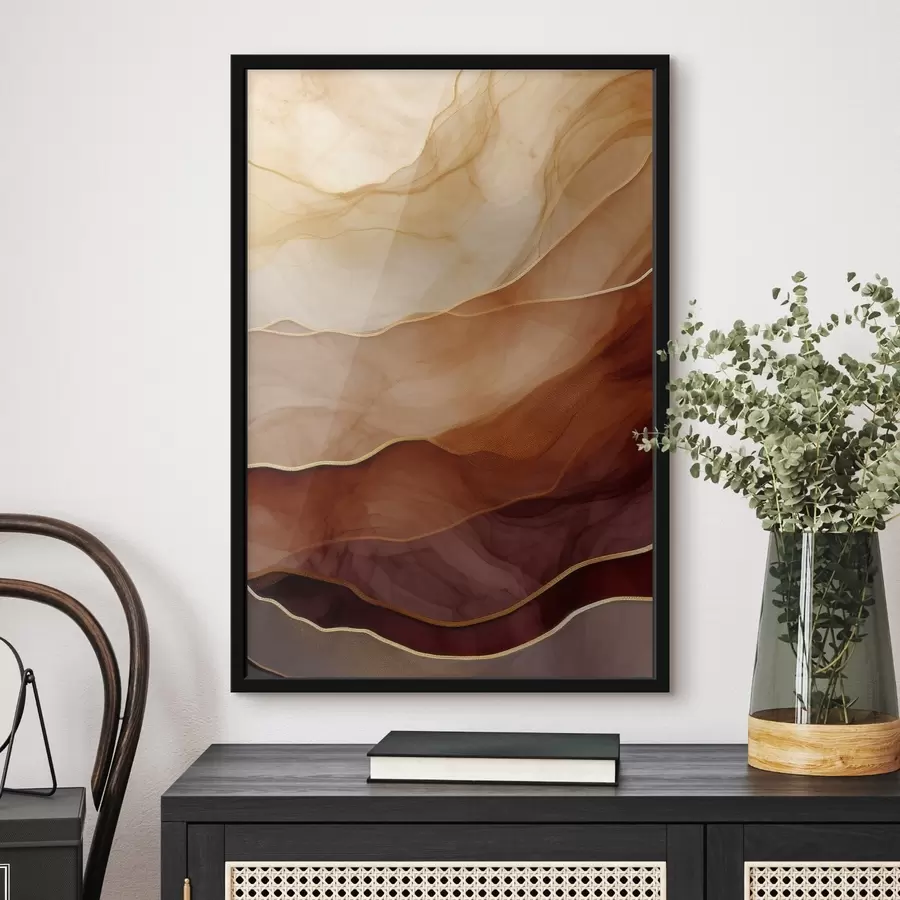 fototapet fluid, nisip, straturi, minimal, linii moi, tonuri calde, natural, mișcare f45090