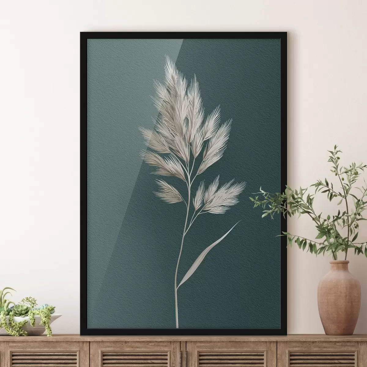 Poster plantă uscată, siluetă, organic, frunze, ierburi, neutru, simplu, textură f45092