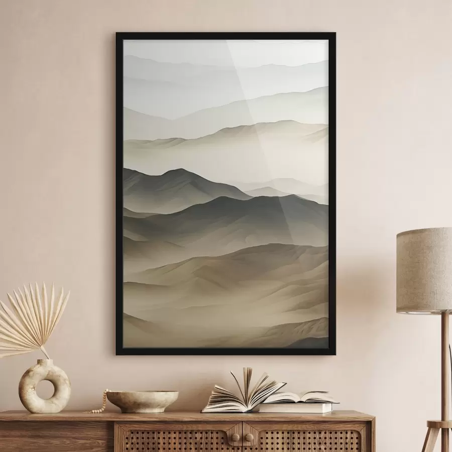 fototapet dealuri deșertice, forme netede, estompat, textură organică, calm, minimal, teren f45097