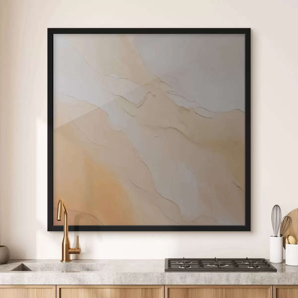 Poster abstract, fluid, bej, portocaliu, textura marmura, amestec moale, forme organice, neted f45105