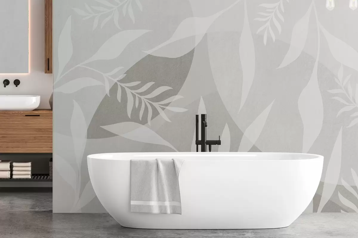 fototapet Siluete de crengi pe un fundal de cercuri abstracte w04270