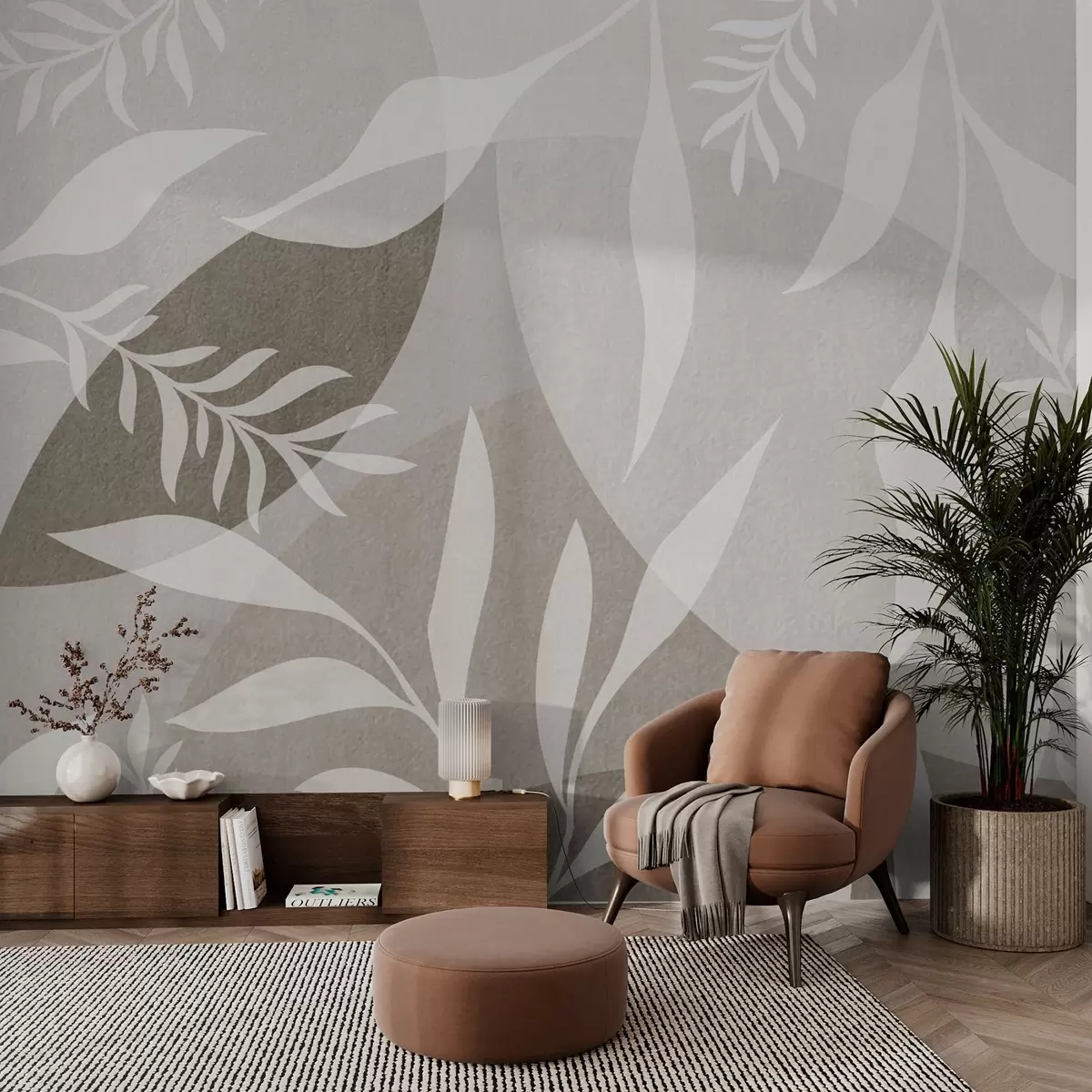 fototapet Siluete de crengi pe un fundal de cercuri abstracte w04270v1