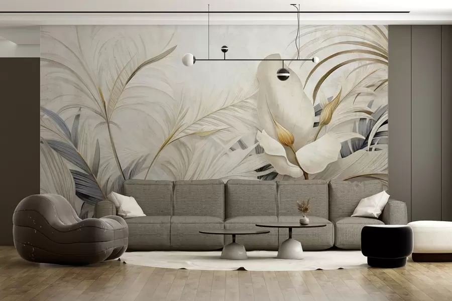 fototapet Plante tropicale pe un perete de beton w04249