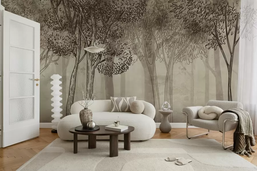 fototapet Copaci cu frunze luxuriante w04251