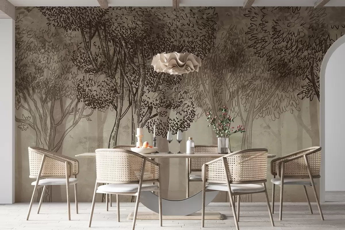 fototapet Copaci cu frunze luxuriante w04251