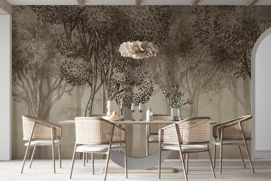 fototapet Copaci cu frunze luxuriante w04251