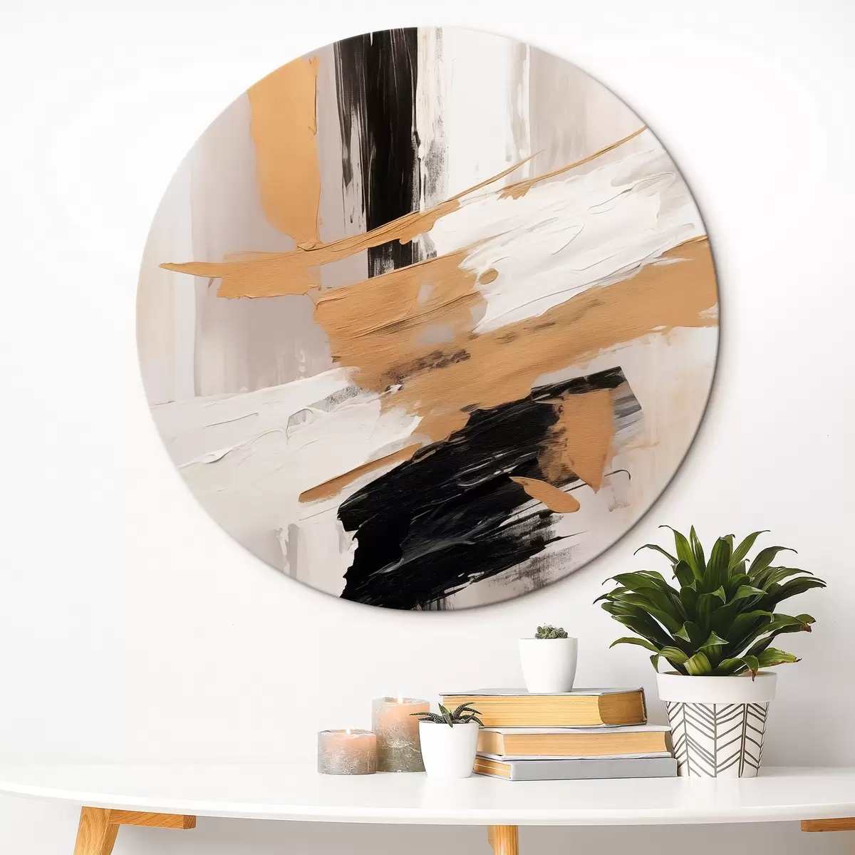 Picturi rotunde Abstracție modernă imitație de tușe r45127