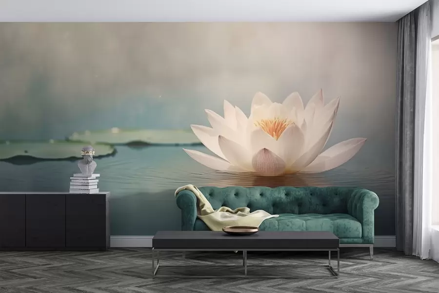 fototapet Floare de lotus albă pe apă w04272
