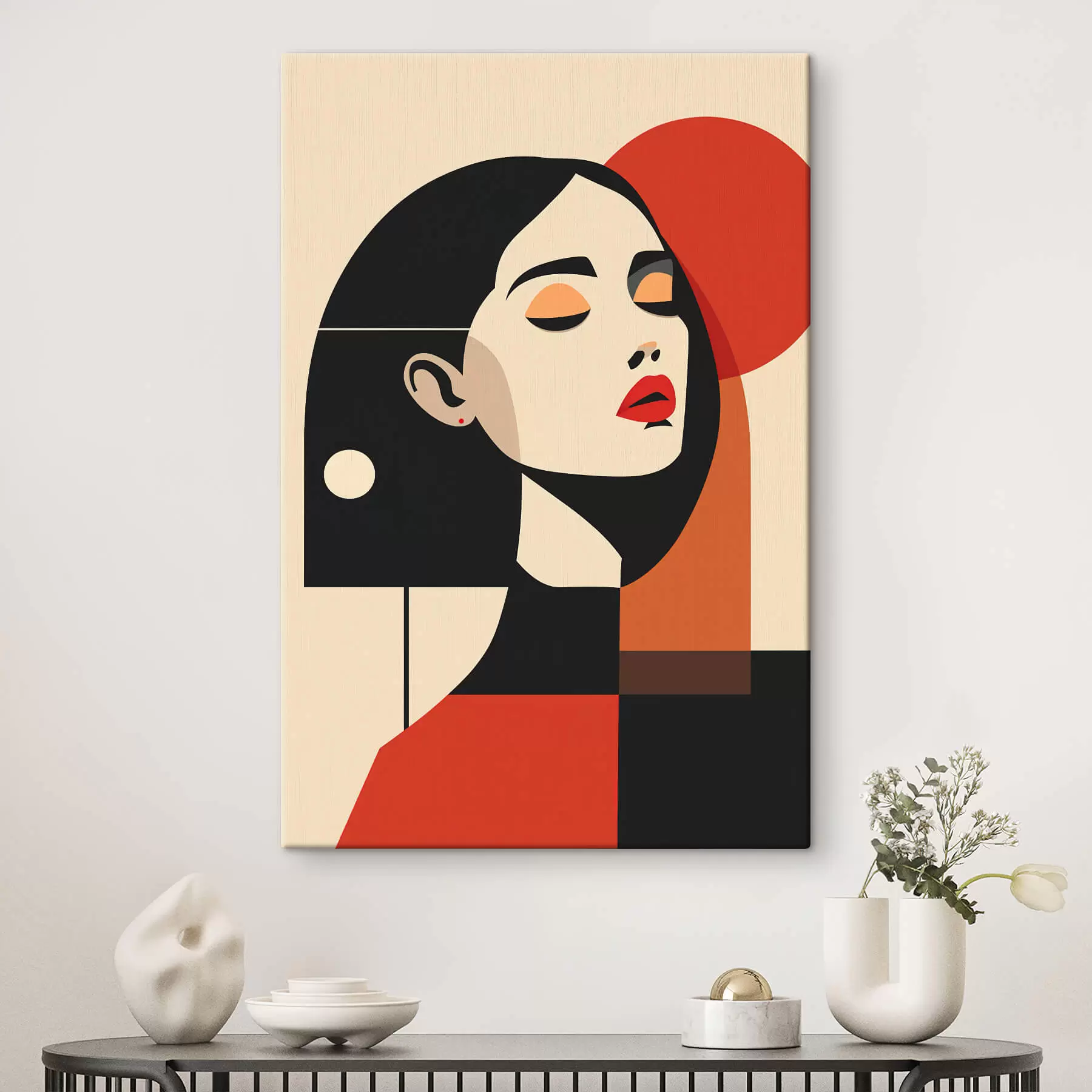 Tablouri Portret abstract al unei femei în stil Bauhaus s45166