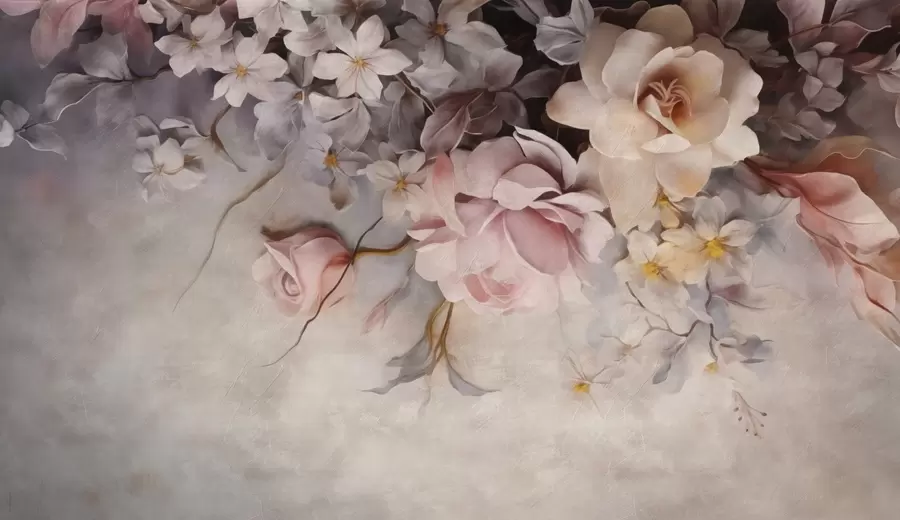 fototapet Flori mari agățate de perete pe un fundal de beton w09184