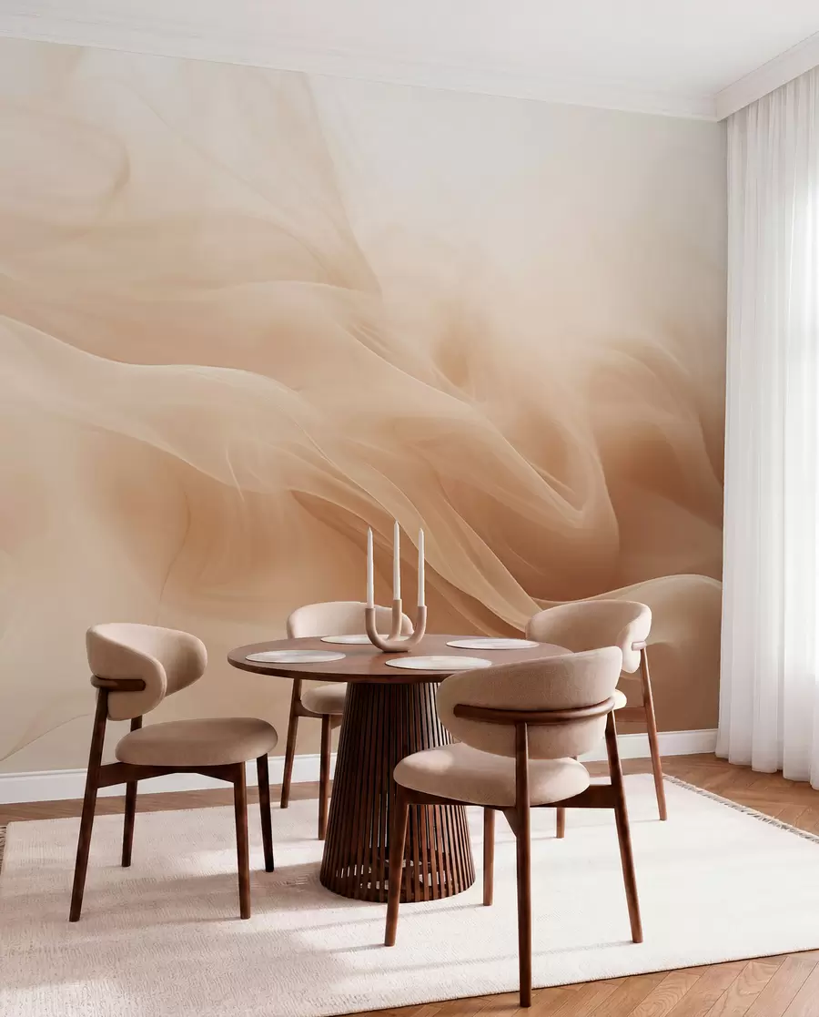fototapet Valuri fumurii bej în stil abstract w09273