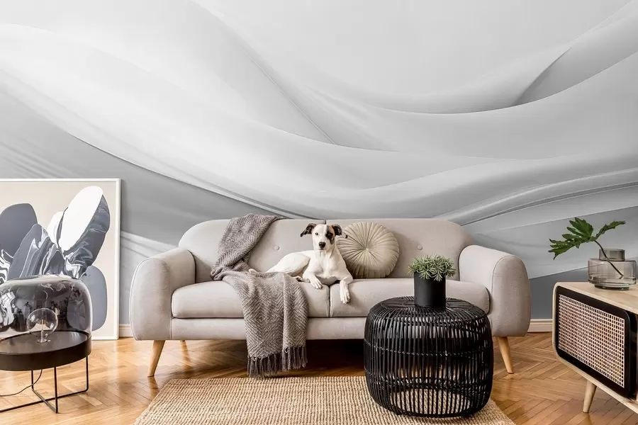 fototapet Valuri de țesătură gri în stil abstract minimalist w09279v1