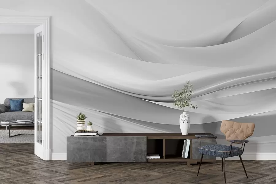 fototapet Valuri de țesătură gri în stil abstract minimalist w09279v1