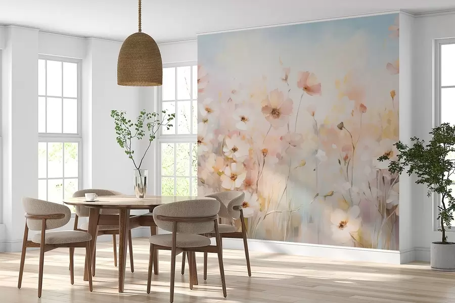 fototapet Flori sălbatice în nuanțe pastelate în stil acuarelă w09280