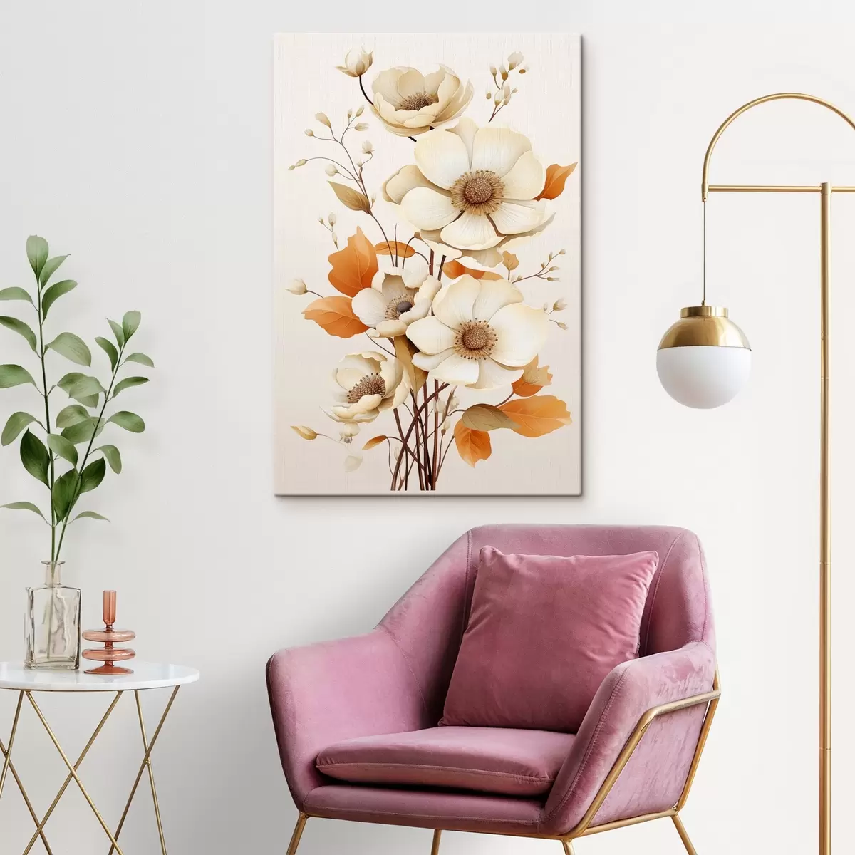 Tablouri Flori ușoare pe un fundal bej s44549