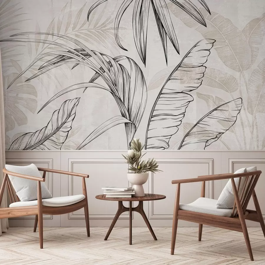 fototapet Frunze pe fundal cu blur imitație și textura w04362