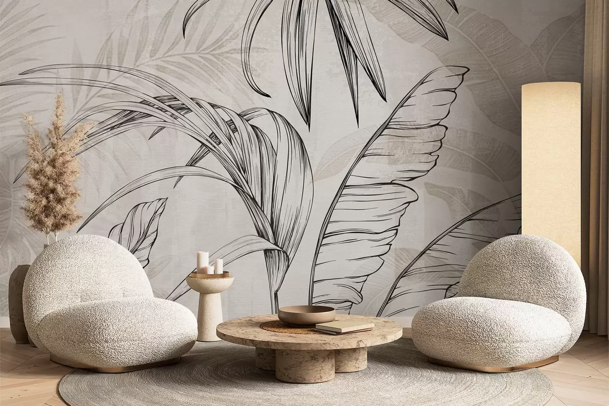 fototapet Frunze pe fundal cu blur imitație și textura w04362