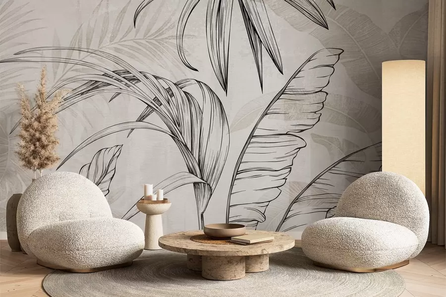 fototapet Frunze pe fundal cu blur imitație și textura w04362