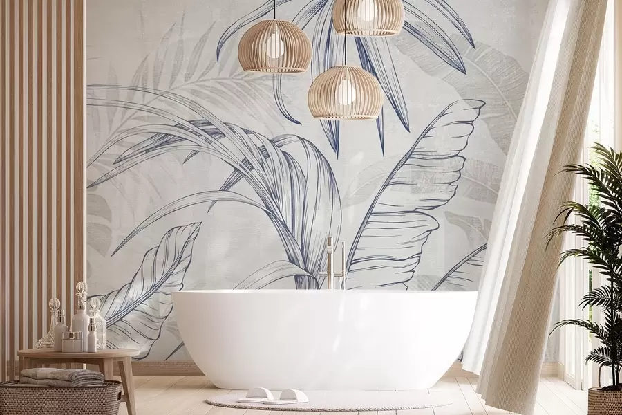 fototapet Frunze pe fundal cu blur imitație și textura w04362v1