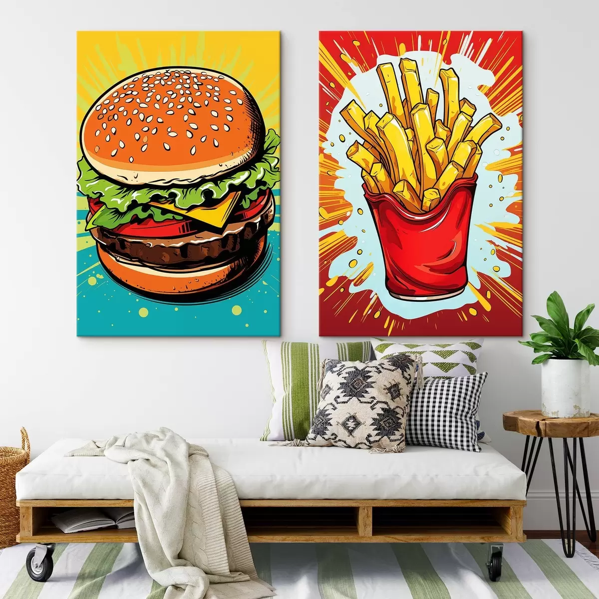 Tablouri Cartofi prăjiți și burger m00556