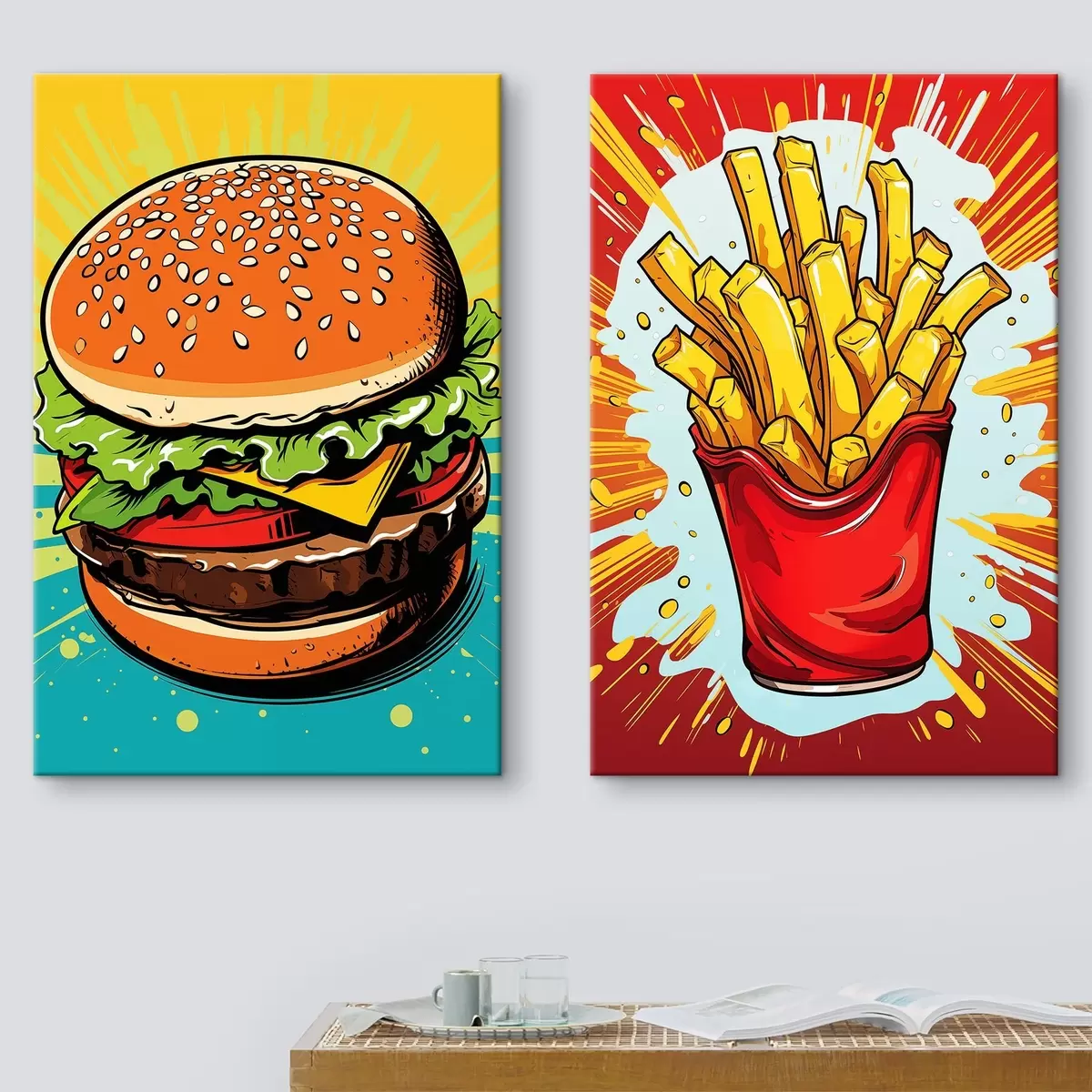 Tablouri Cartofi prăjiți și burger m00556