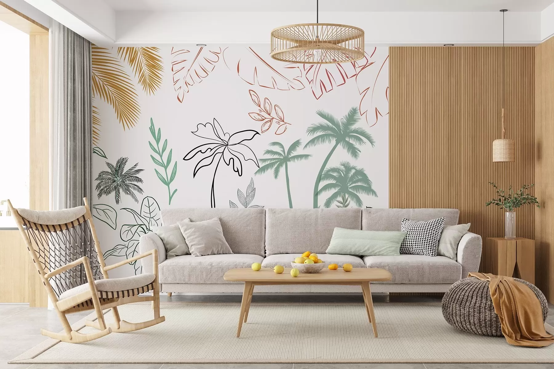 fototapet Frunze tropicale în stil grafic w04332