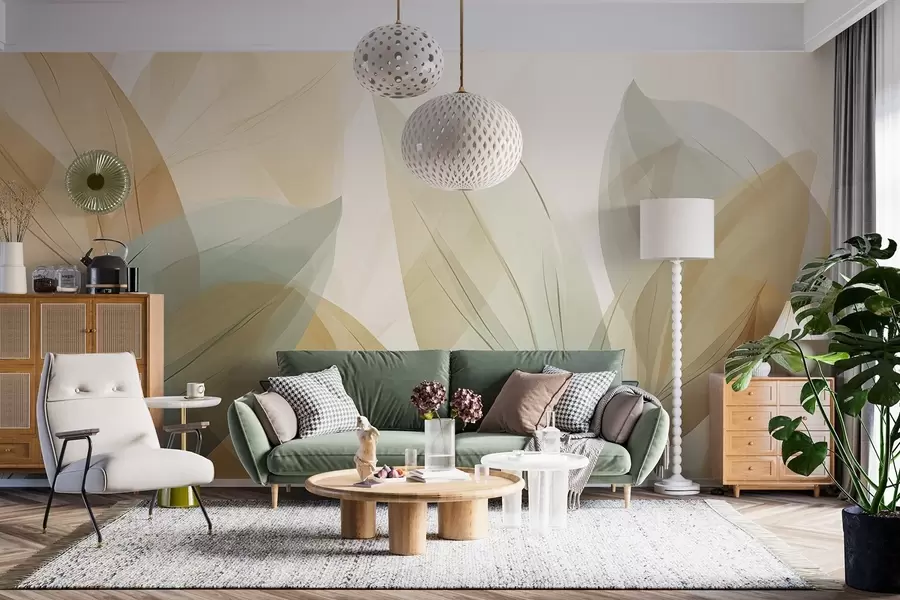 fototapet Frunze transparente în stil abstract w04351