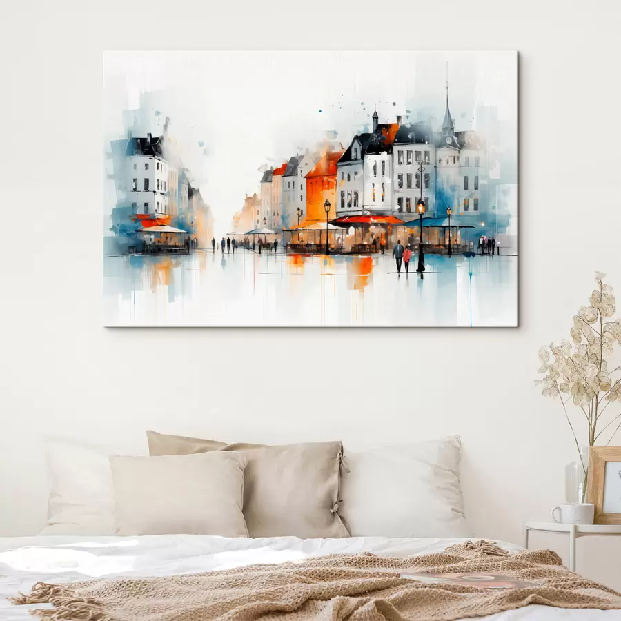 Tablouri Scenă de stradă cu clădiri și oameni în stil artistic s45050