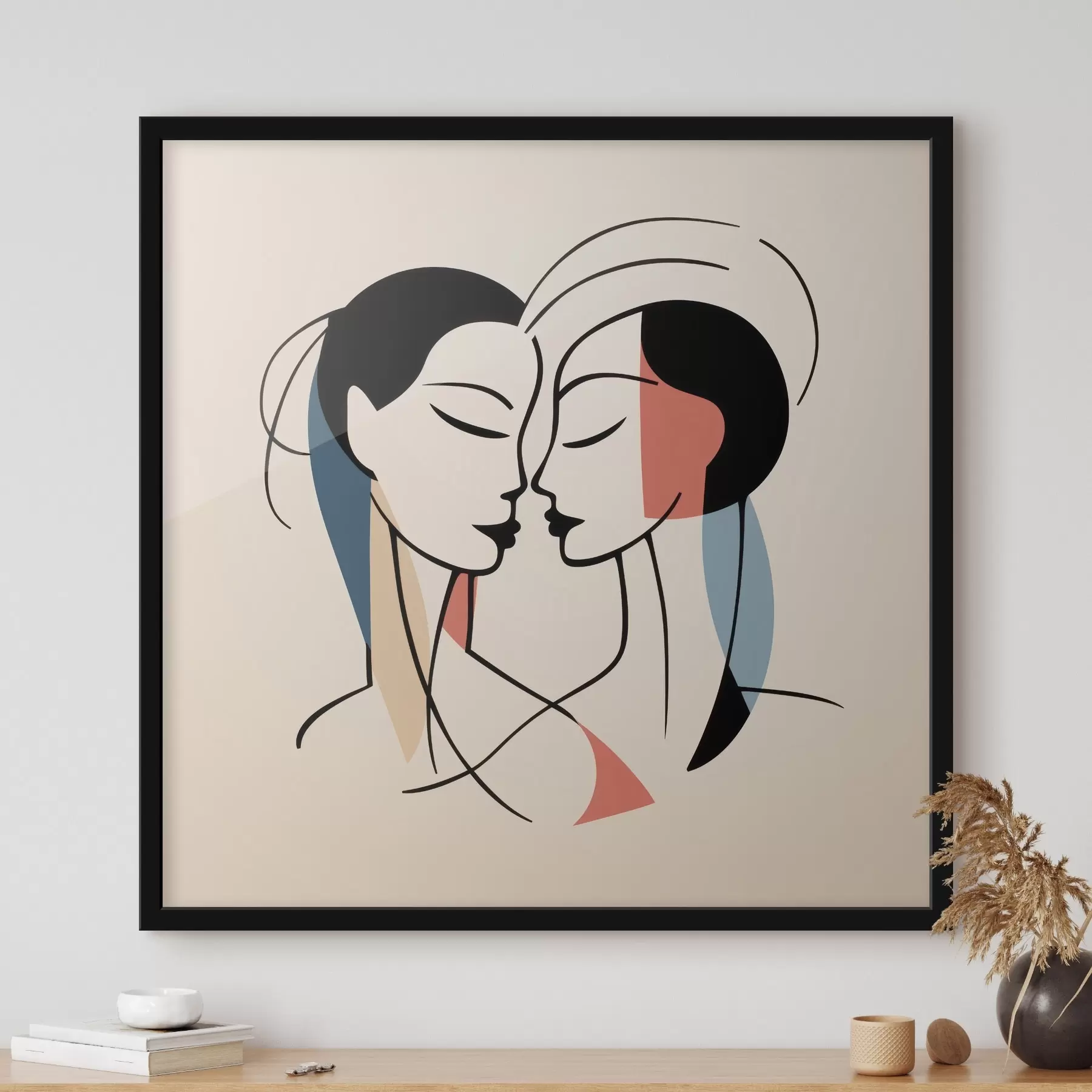 fototapet Două fețe în stil abstract cu elemente colorate f45037