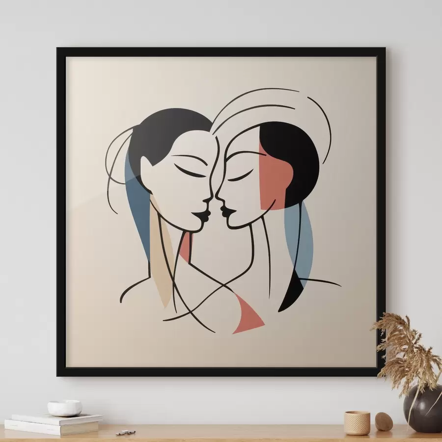 fototapet Două fețe în stil abstract cu elemente colorate f45037