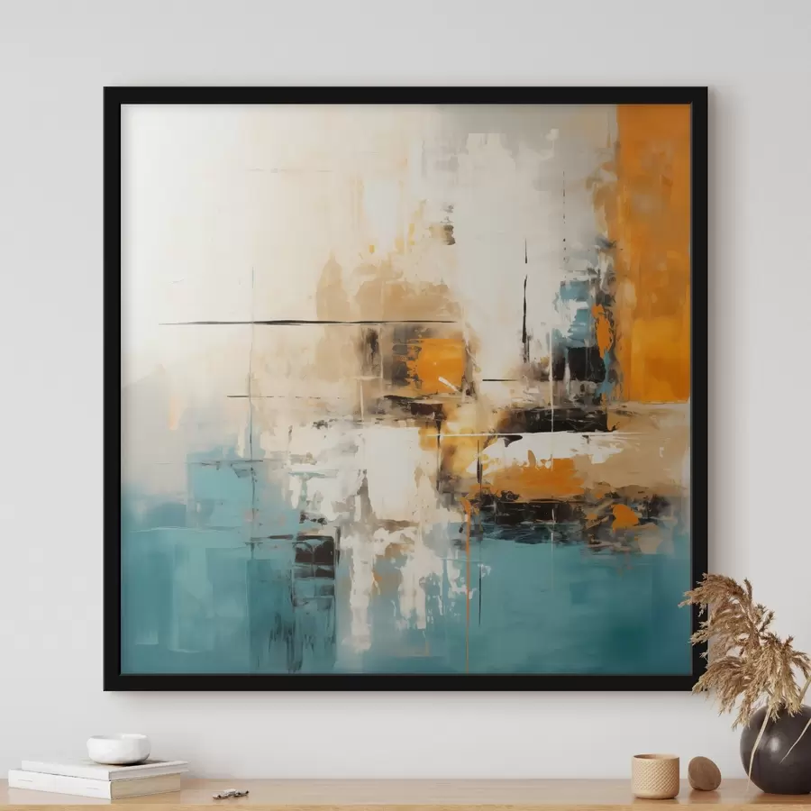 fototapet Artă contemporană cu tușe texturate și accente luminoase f45041