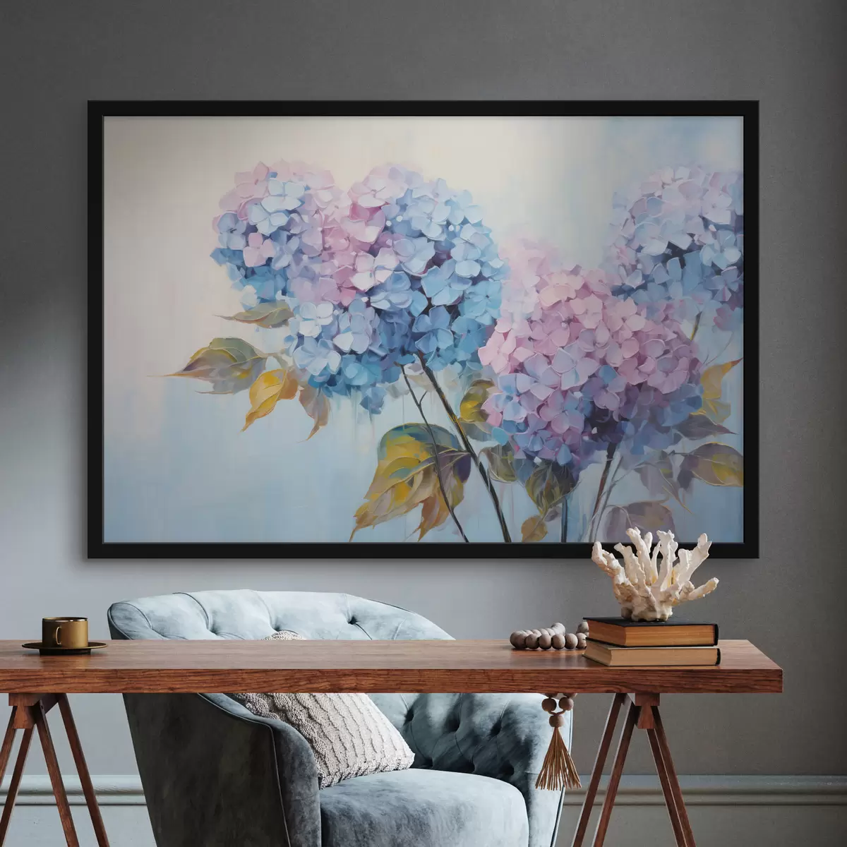 Poster Flori abstracte de hortensie în nuanțe moi f45056