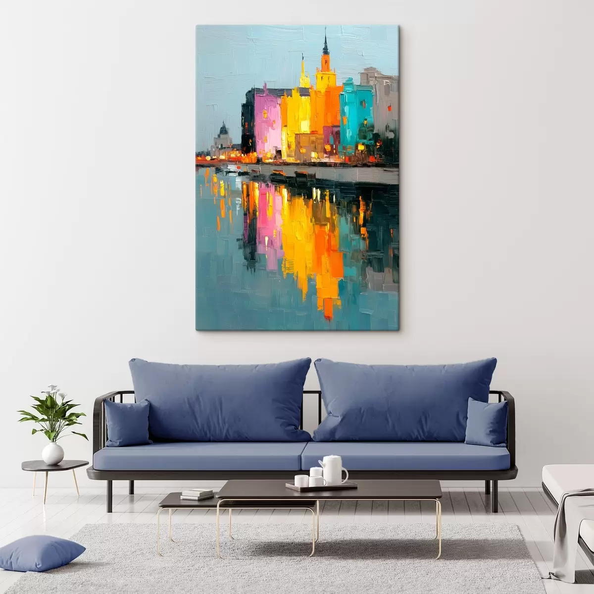 Tablouri Luminile orașului: peisaj vibrant în stil impasto s45242