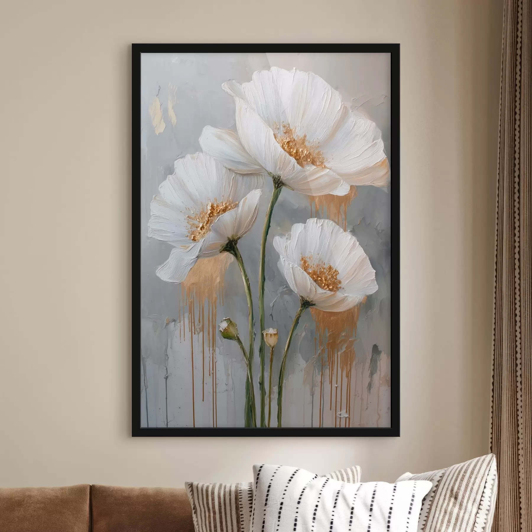 fototapet Margarete albe: pictură volumetrică pe fundal albastru f45240