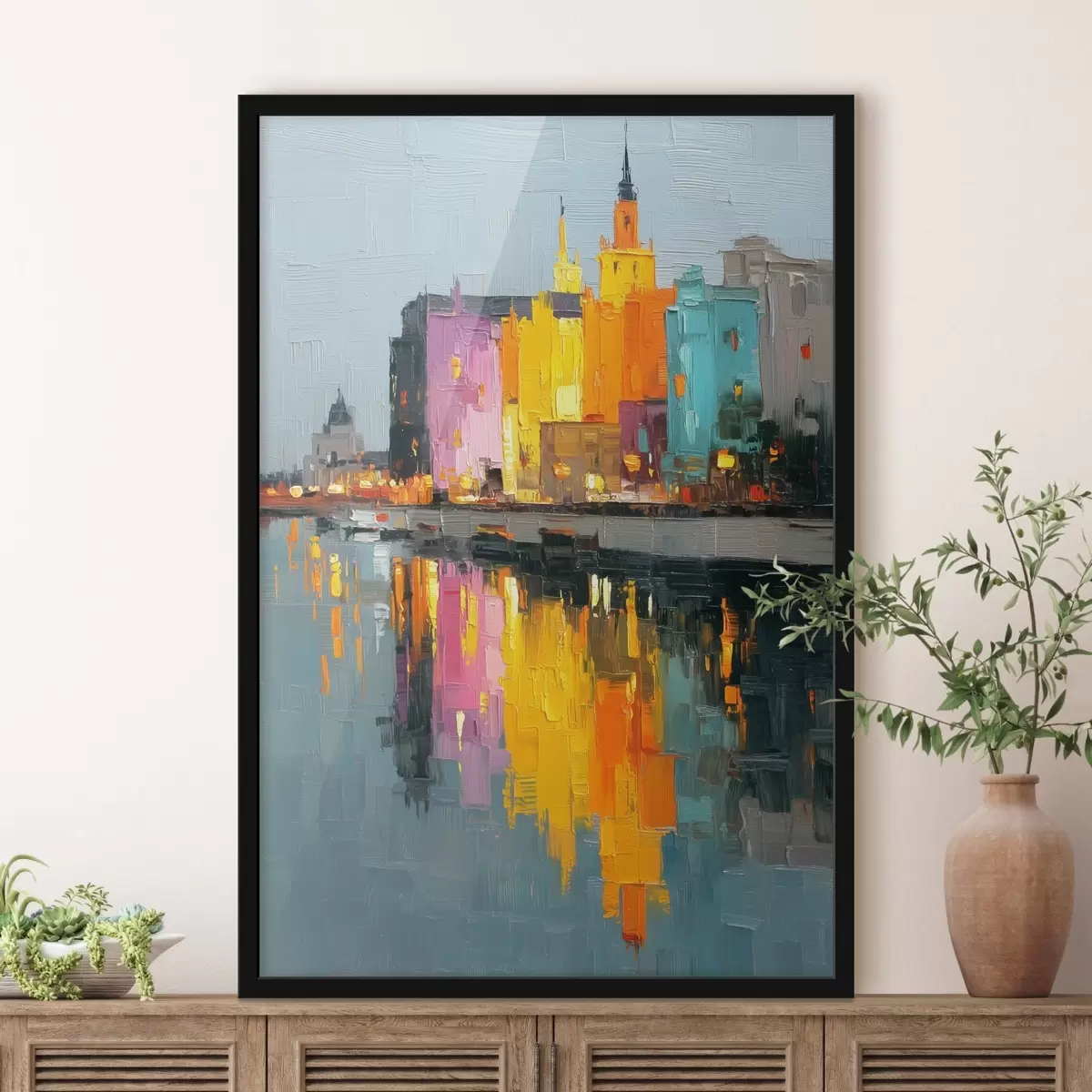 Poster Luminile orașului: peisaj vibrant în stil impasto f45242