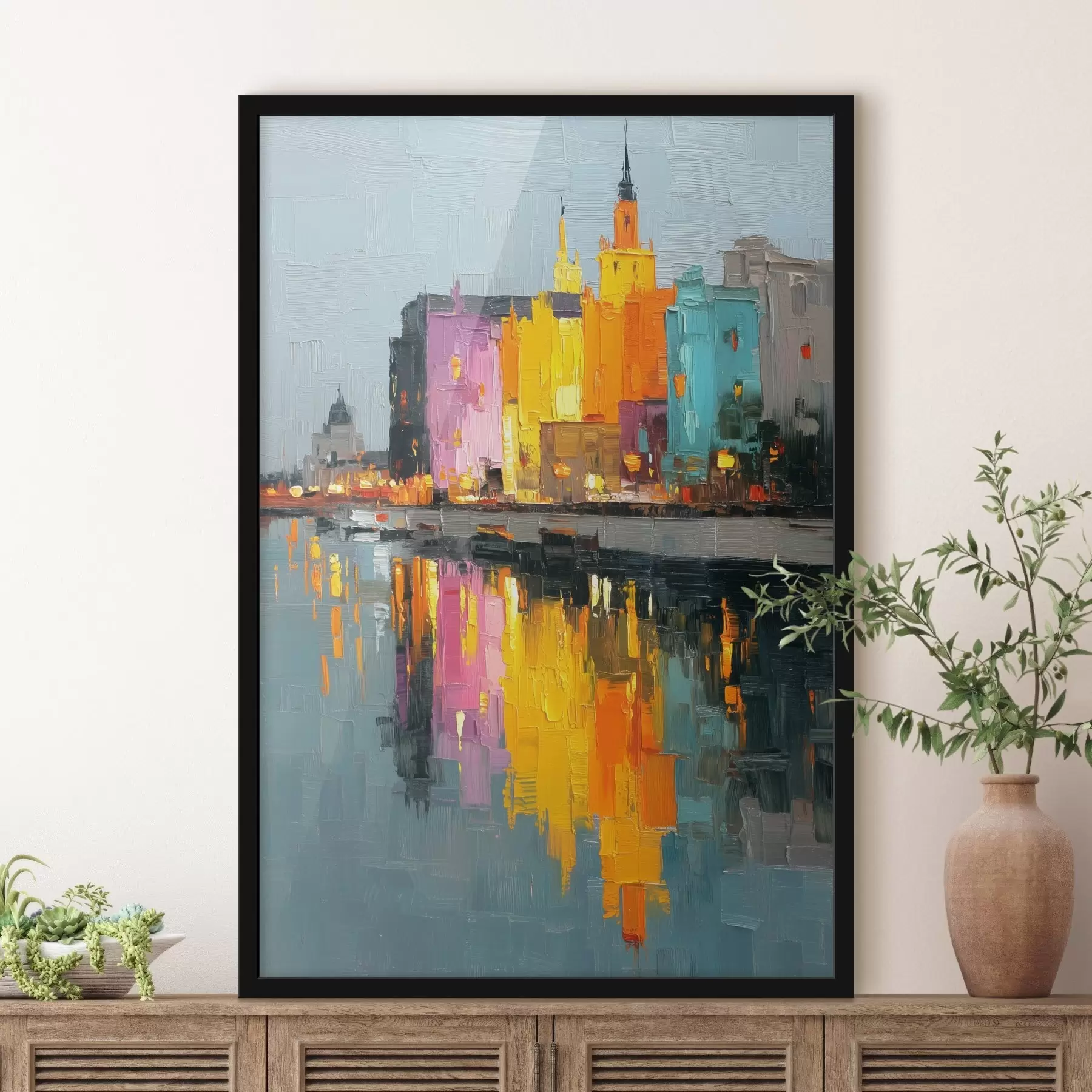 fototapet Luminile orașului: peisaj vibrant în stil impasto f45242