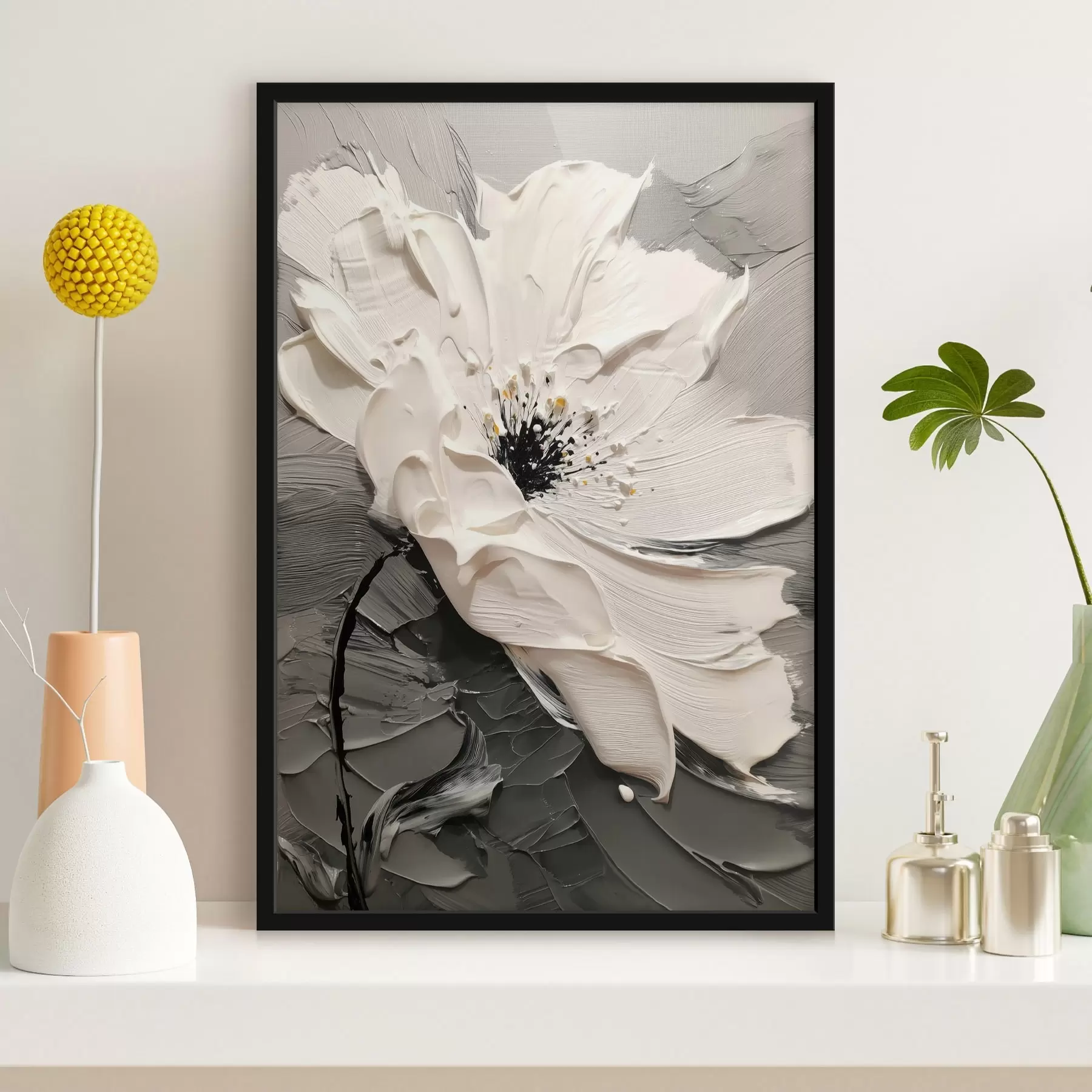 fototapet Floare elegantă: pictură modernă cu textură în relief f45246