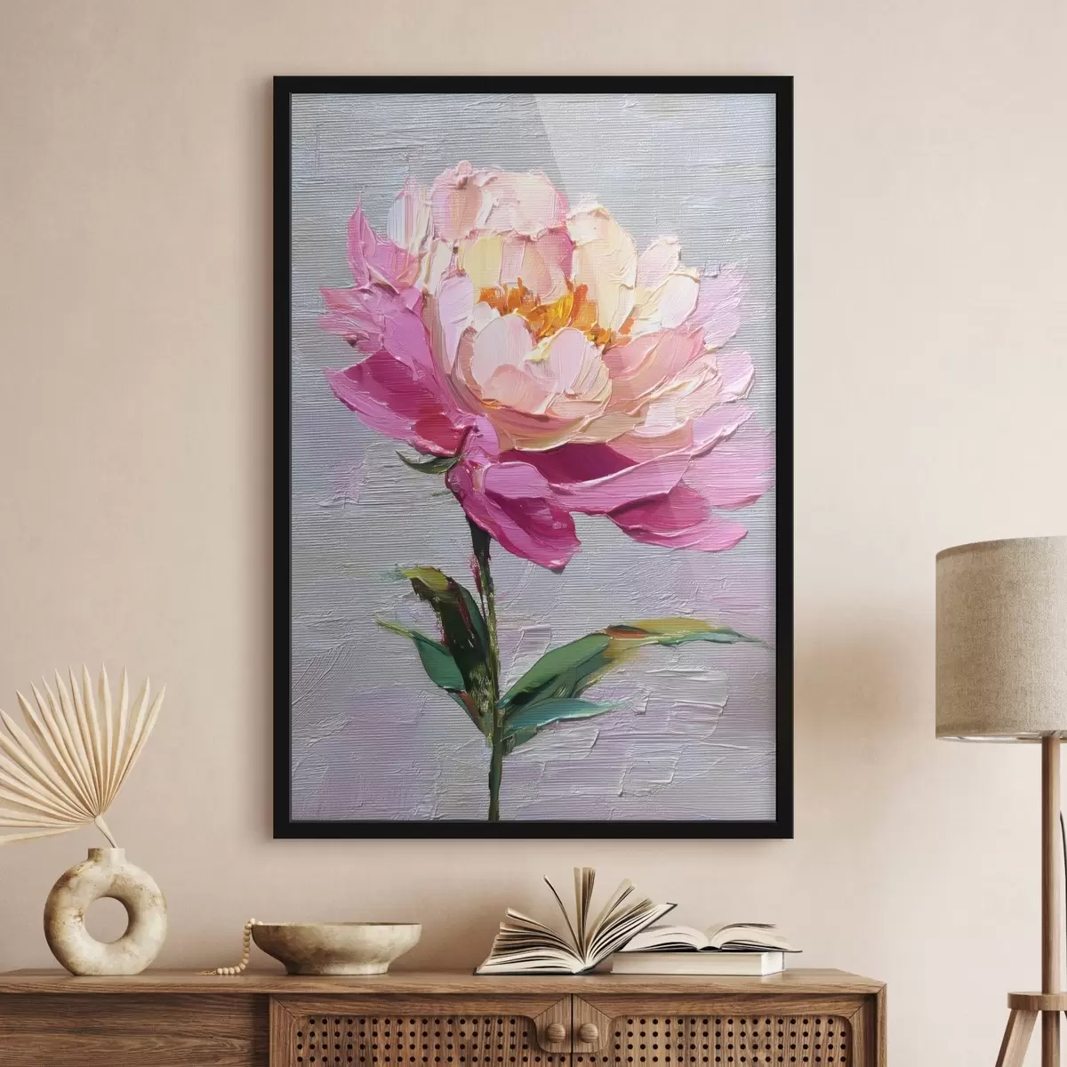 Poster Art Peony: compoziție vibrantă în stil volumetric f45248