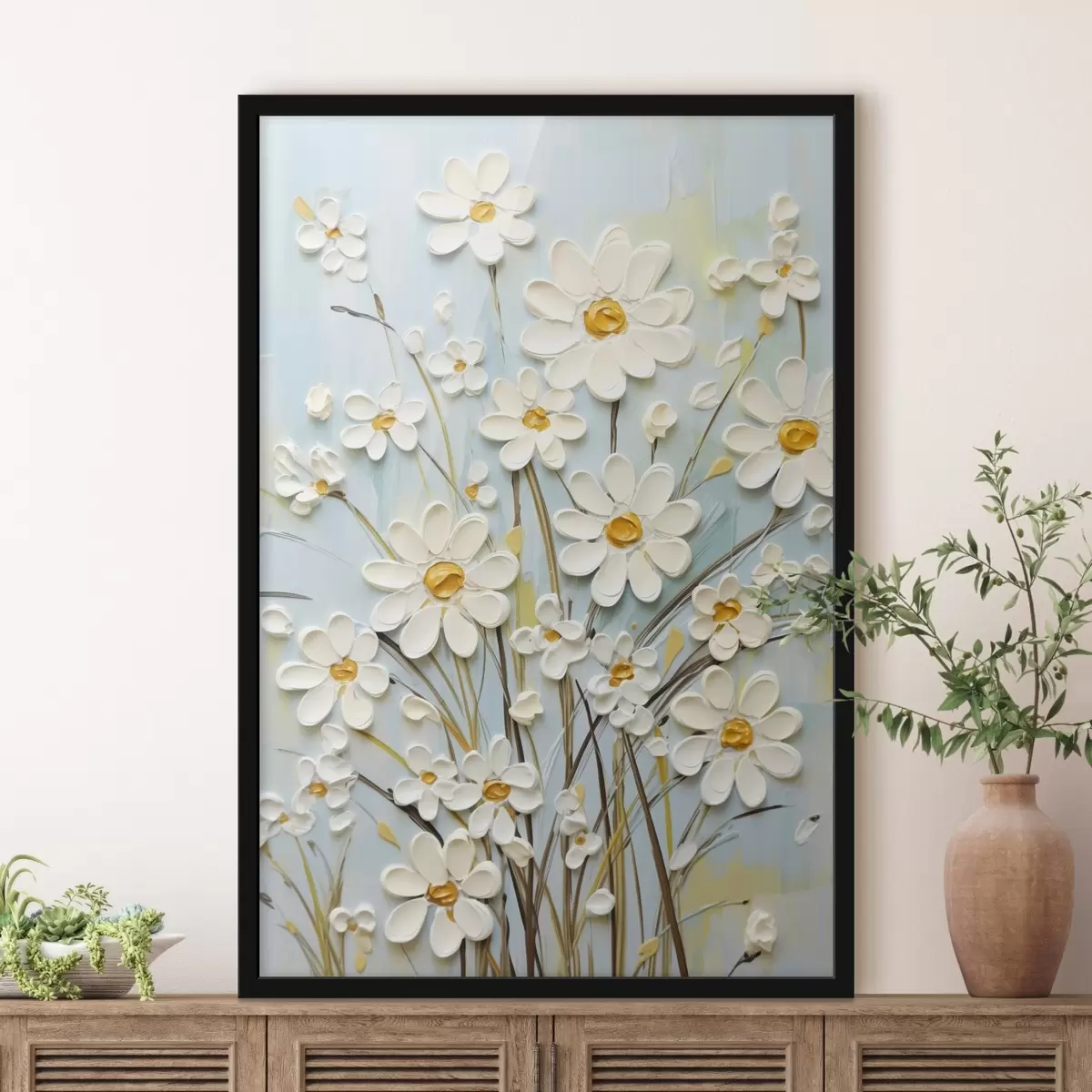 Poster Margarete texturate: artă impasto cu tușe expresive f45266