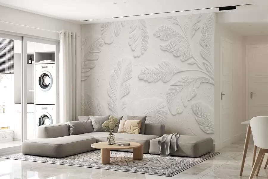 fototapet Frunze în relief gri cu efect de textură crăpată w09309v1