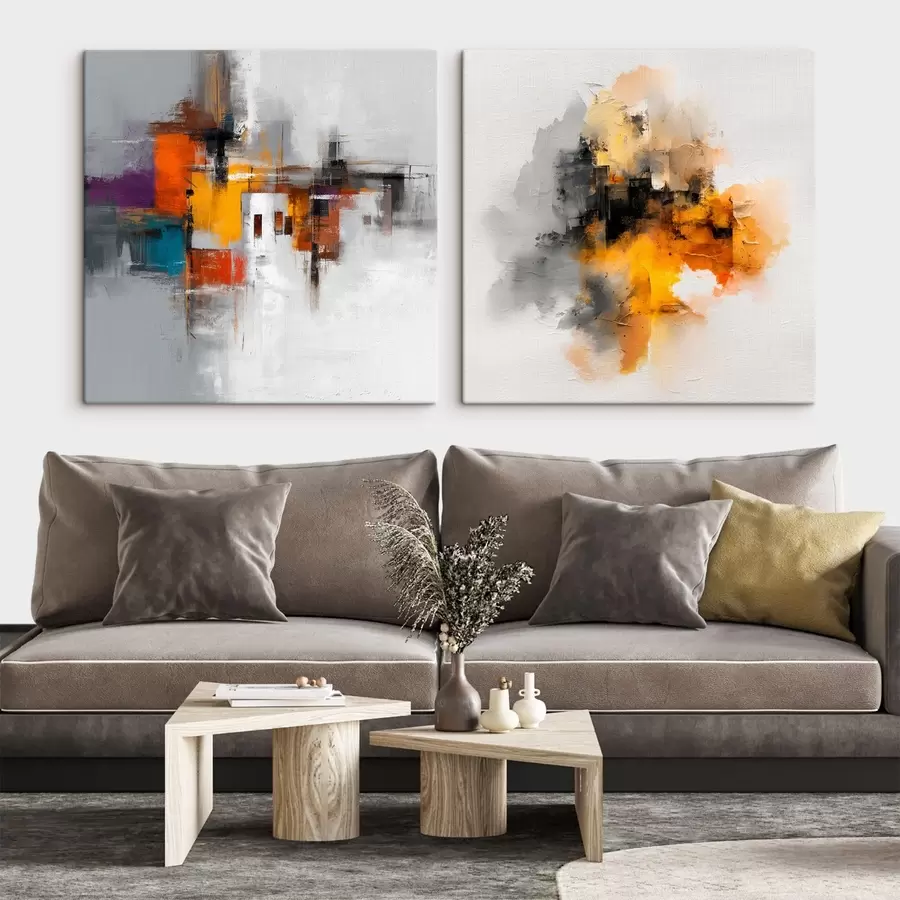 Tablouri Oraș expresiv: compoziție artistică cu culori contrastante m00566