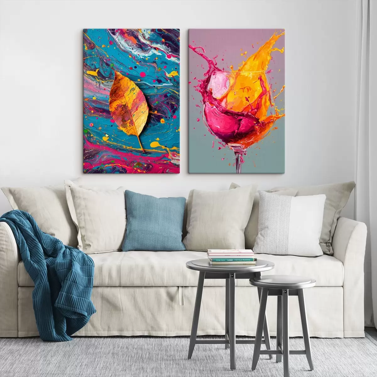 Tablouri Abstracție expresivă cu elemente din natură și băuturi m00570