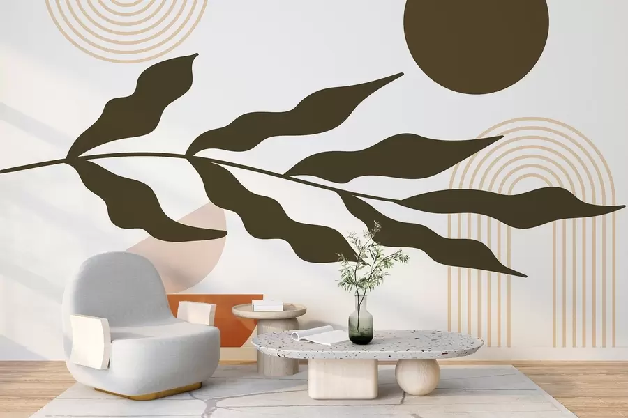 fototapet Abstracție, frunze, arcuri liniare w04386