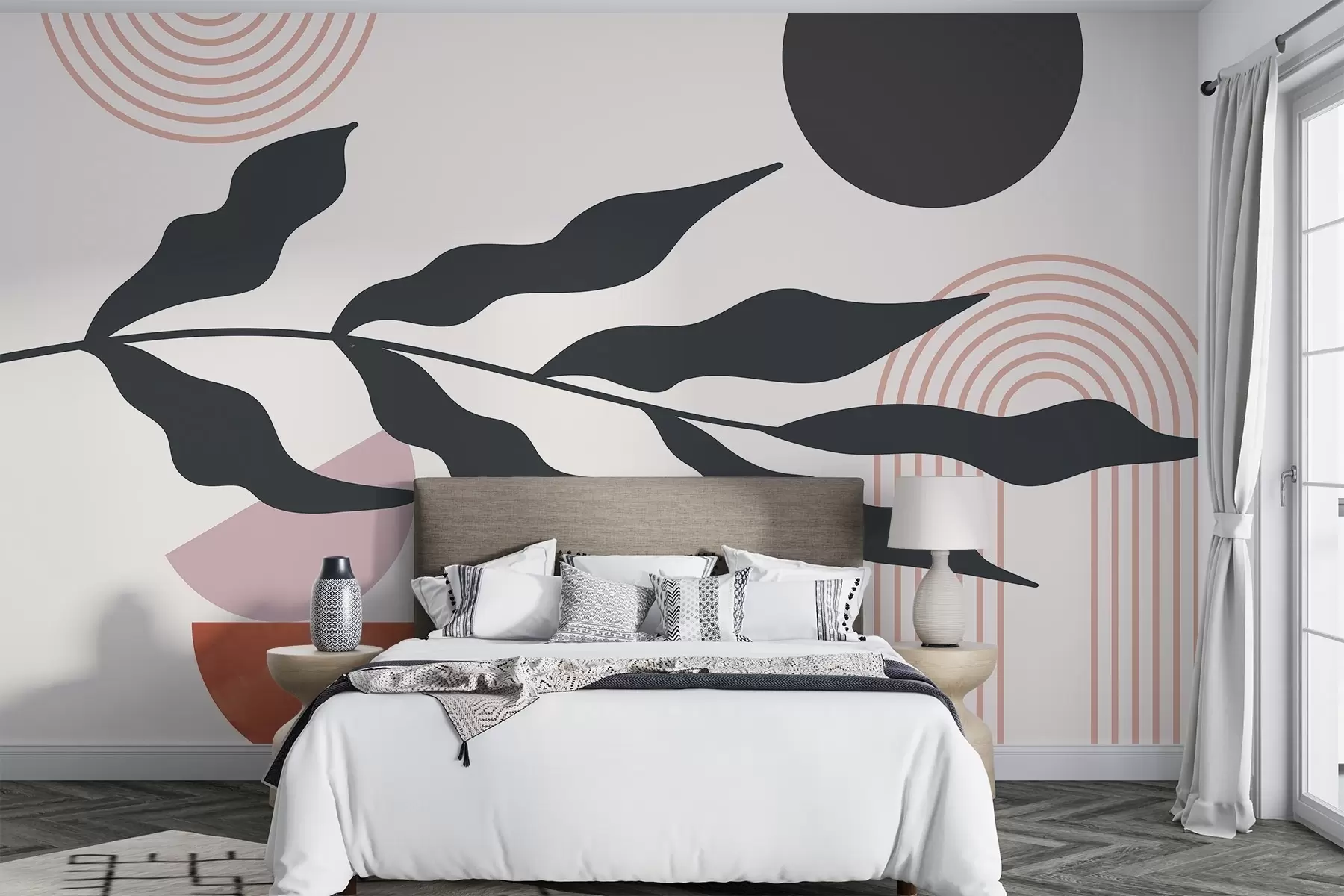 fototapet Abstracție, frunze, arcuri liniare w04386v2