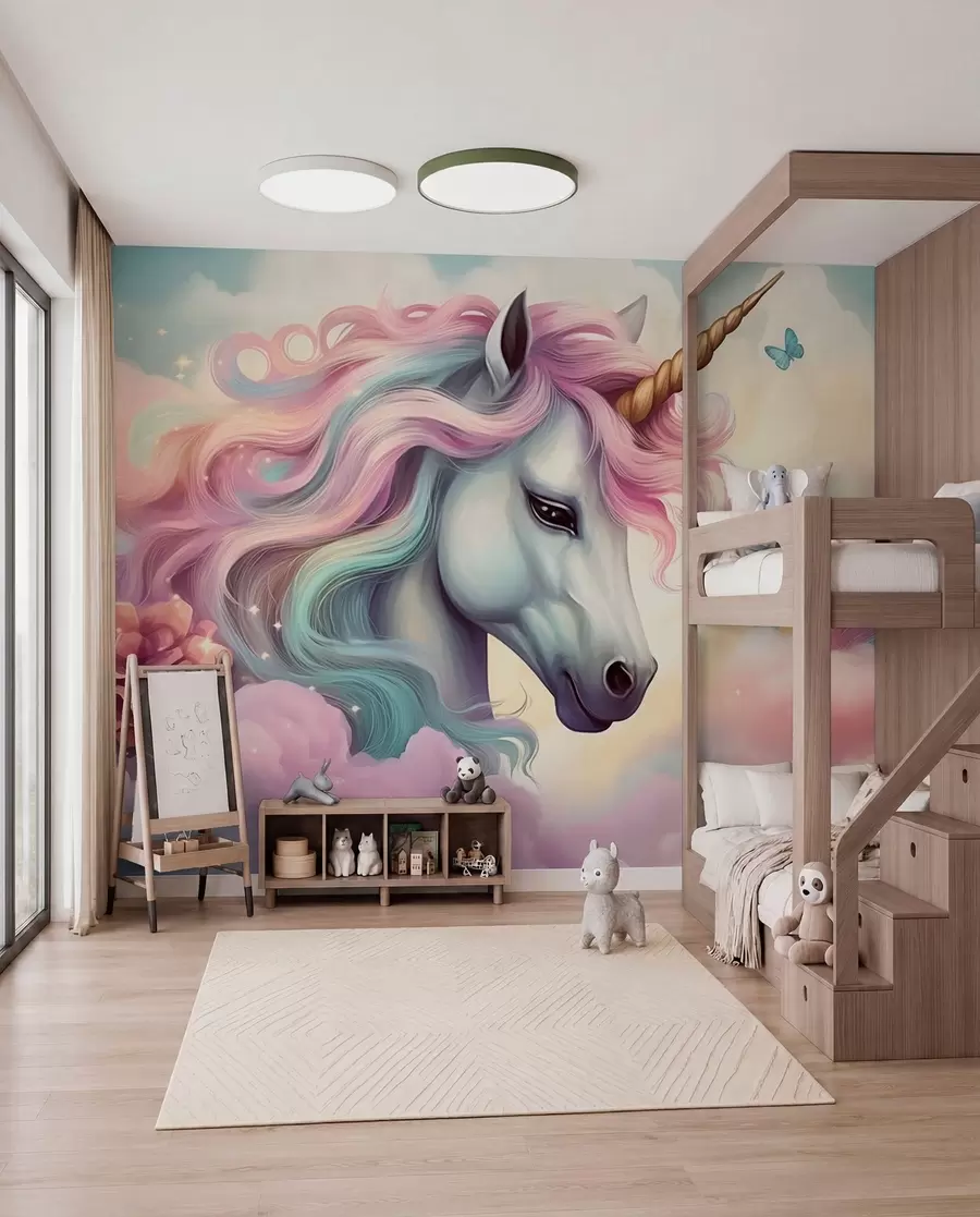 fototapet Unicorn cu coamă curcubeu w04372