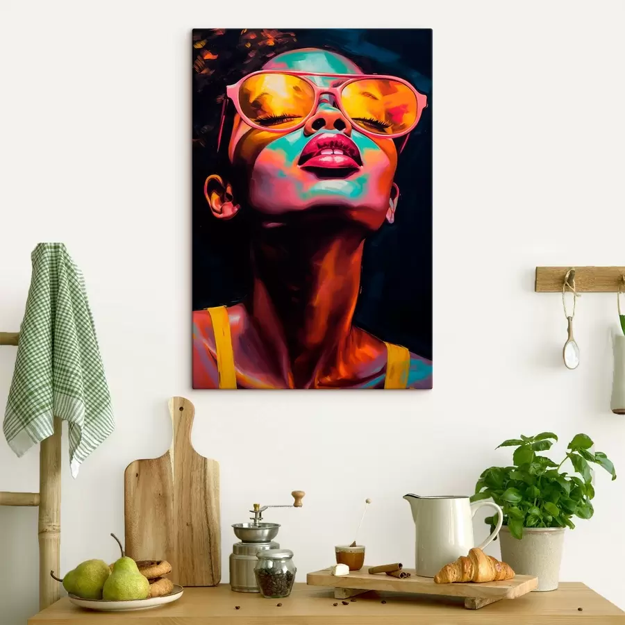 Tablouri Femeie care poartă ochelari galbeni s45311