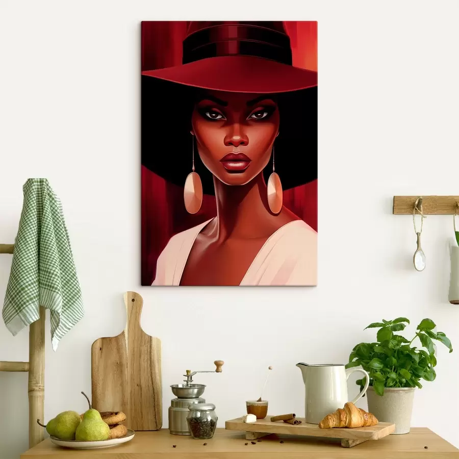 Tablouri Femeie într-o pălărie cu cercei rotunzi s45325