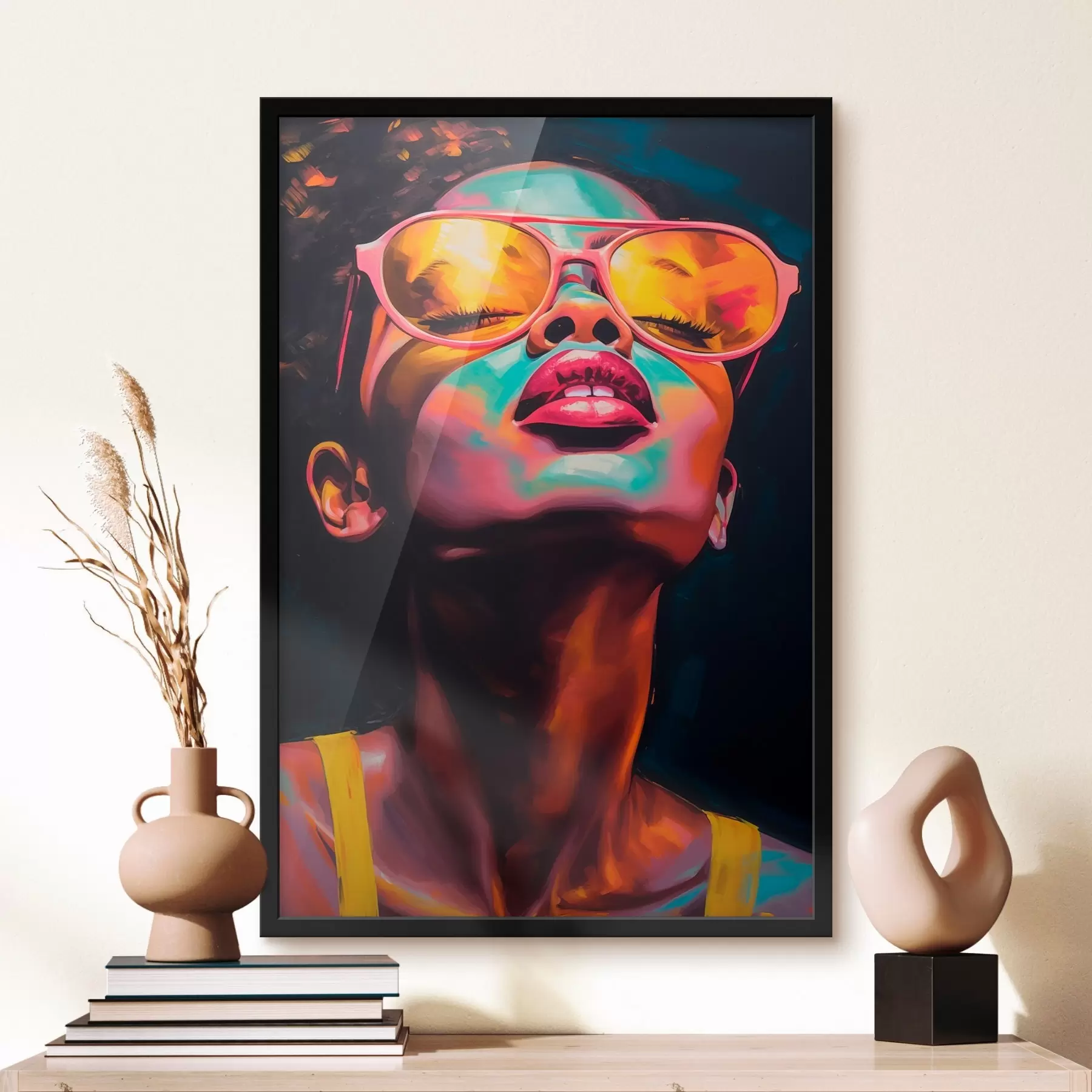 fototapet Femeie care poartă ochelari galbeni f45311