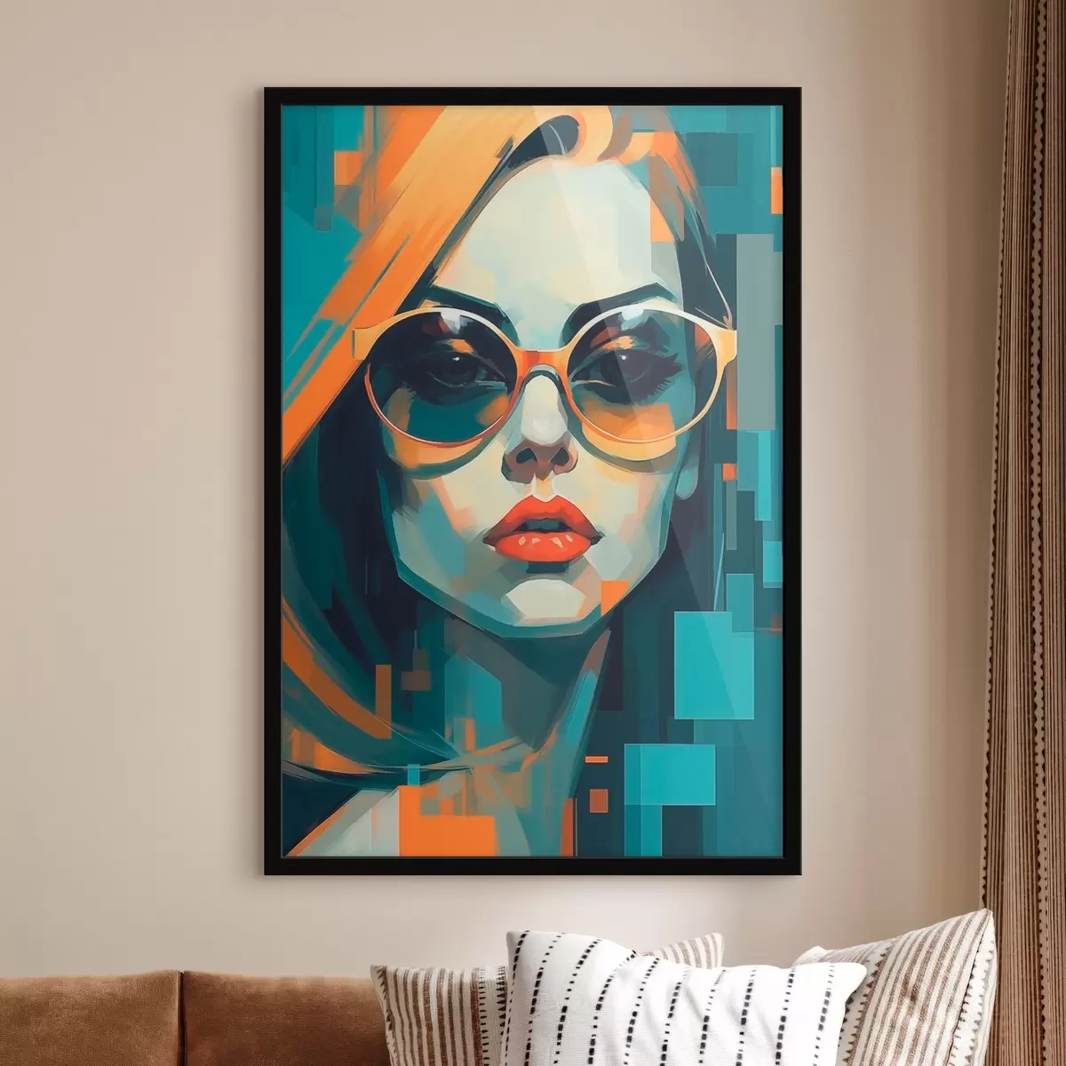 Poster Femeie în ochelari de soare în stil pop art digital f45327