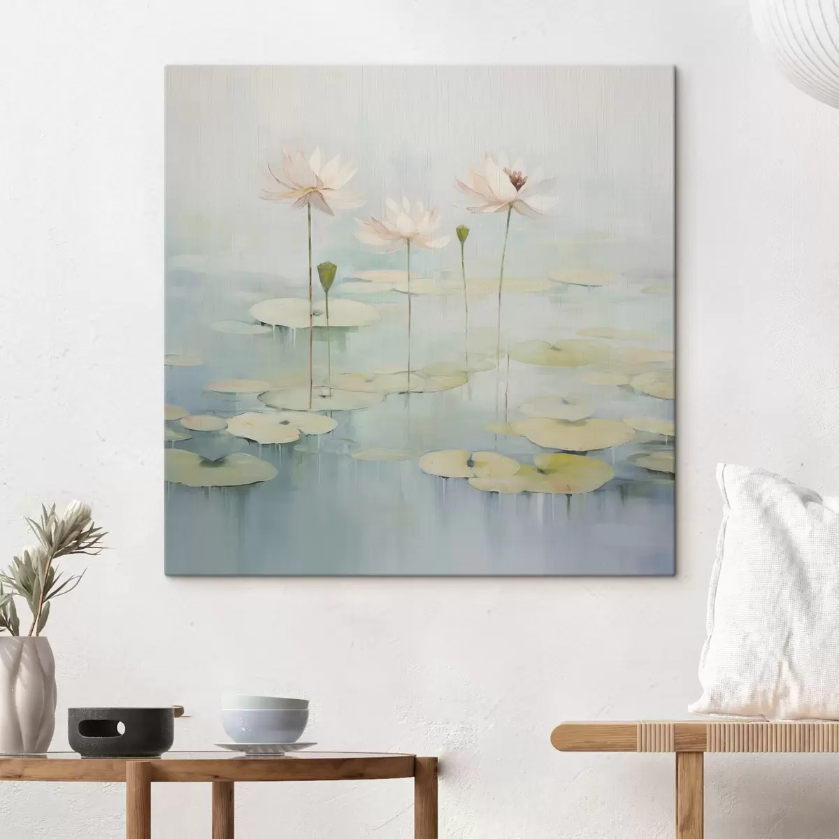 Tablouri Frunze și flori de lotus pe iaz s45350